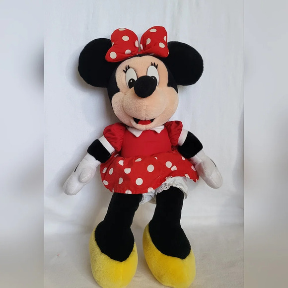 Disney Mouseketoys Minnie Mouse 17" Plastic‎ Eyes Felt Eyelashes Plush Vintage - Picture 1 of 8